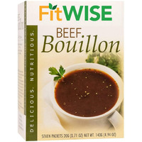 Fitwise - High Protein Soup, 15G Protein, Low Calorie, Low Fat, Low Carb, Ideal Protein Compatible, 7 Servings Per Box (Beef Bouillon)