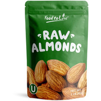 Food To Live California Almonds, 1 Pound - Supreme, Whole, Raw, Unsalted, Unroasted Nuts, Natural.