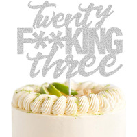 Twenty Three Silver Glitter Cake Toppers 23 Years Old 23Rd Birthday Anniversary Party Decorations Supplies
