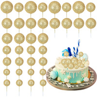 30Pcs Balls Cake Topper Glitter Foam Ball Cake Picks Mini Balloon Diy Cake Insert Topper Decoration For Baby Shower Wedding Anniversary Kids Birthday Graduation Party Cake Decorations Gold