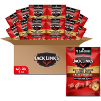 Jack Link's Chicken Tender Bites, Sweet Bbq, Bulk Pack - Flavorful Meat Snack For School, 9G Protein And 70 Calories, Made With 100% Chicken, 1Oz (Pack Of 48)