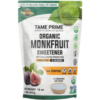 Tame Prime Usda Organic Monkfruit Sweetener With Allulose From Figs, 1 Lb (454 G), 1:1 Sweet Like Sugar, Organic Monk Fruit Without Erythritol, 0 Calories, 0 Glycemic Index, Keto