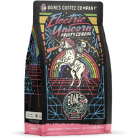 Bones Coffee Company Electric Unicorn Whole Coffee Beans Fruity Cereal With Milk Flavor, Low Acid Flavored Coffee, Made With Arabica Coffee Beans, Medium Roast Coffee, Coffee Lover Gift Ideas (12 Oz)