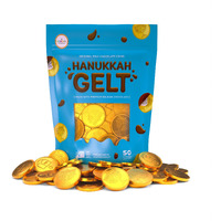 The Dreidel Company Chocolate Candy Milk Chocolate Coins, Hanukkah Gelt, Gold Coins, Made With Belgian Chocolate, Gluten Free, Non Gmo, Nut-Free, Kosher Certified (50-Pack)