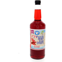 Hypothermias Shaved Ice & Snow Cone Syrup - Bpa-Free Plastic Bottle Quart (32 Fl. Oz) - Red Hot - Non-Gmo 100% Pure Cane Sugar, Ready To Use