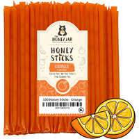 The Honey Jar Orange Flavored Honey Sticks - Pure Honey Straws For Tea, Coffee, Or A Healthy Treat - One Teaspoon Of Flavored Honey Per Stick - Made In The Usa With Real Honey - (100 Count)