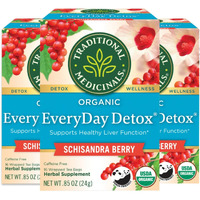 Traditional Medicinals Organic Everyday Detox Schisandra Berry Herbal Tea, Supports Healthy Liver Function, (Pack Of 3) - 48 Tea Bags Total