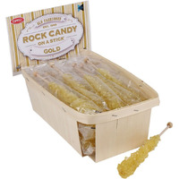 Extra Large Rock Candy Sticks: 18 Gold Crystal Rock Candy Sticks - Original Flavor - Individually Wrapped For Party Favors, Candy Buffet, Bridal And Baby Showers, Wedding Receptions And Anniversaries