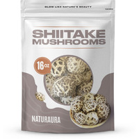 Naturaura - 16 Oz Of Large Premium Whole White Flower Dried Shiitake Mushrooms - Great Tasty, Healthy, Nutritious & Umami Rich Protein Substitute, Vegan, Keto Friendly, Gluten Free - Grade Aaa