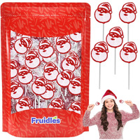 Fruidles Christmas Santa Clause Lollipop, Mixed Fruit Flavor, Made In Brazil, Individually Wrapped, 15G Pops, Approx. 30 Pops Pound (Half-Pound)