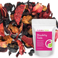 Strawberry Fields Hibiscus Herbal Fruit Tea - Caffeine Free Loose Leaf Bulk Berries Herbs And Fruit - 5 Oz Pouch
