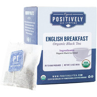 Organic Positively Tea Company, Decaf English Breakfast Black Tea Bags, 20 Count