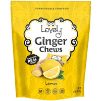 Lovely Candy Co. Lemon Ginger Chews, Made With Real Ginger, Individually Wrapped, 14Oz (1-Pack) | Gluten-Free, Non-Gmo, No Artificial Ingredients, No High Fructose Corn Syrup | Only 4 Ingredients!