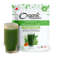 Organic Traditions Super Greens Powder Superfood With Turmeric, Organic Greens Superfood Powder, 100G/3.5Oz Bag