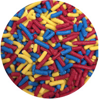 Ncs Superhero Red, Yellow And Blue Edible Jimmies Sprinkles, 8 Ounces - Great For Cupcakes, Cookies, Cakes, Cakes Pops, Donuts