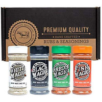 Mis Rubins Magic Seasoning Variety Pack - Black Magic, White Magic, Creole Magic, Fish Seasoning | Gourmet Spices Gift Set | All Purpose Seasoning Pack | Multipack Seasoning Set 1X4 (5Oz * 4)