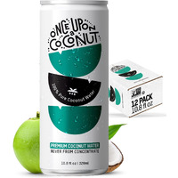 Once Upon A Coconut 100% Pure Coconut Water - Low Calorie All-Natural Drink With Electrolytes - No Added Sugar Or Sweeteners - Non-Gmo - Gluten-Free - Pack Of 12 Cans (Each 10.8 Fl Oz)