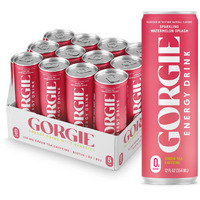 Gorgie Sugar Free Natural Energy Drinks, Sparkling Watermelon Crush (12 Pack) - Healthy Energy Drink - Natural Coffee Replacement With Green Tea Caffeine And Biotin, 150Mg Caffeine, Vegan, Low Calorie