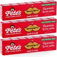 Petes Pasta 3 Pack Spaghetti Noodles Pasta 8Oz - 7G Low Carb Pasta - 17G High Protein Pasta, Authentic Italian Keto Pasta Noodles, Healthy Low Calorie Spaghetti Pasta, Wheat Pasta Imported From Italy