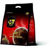 Trung Nguyen G7 Pure Black Instant Coffee For Energy Boost - 100% Soluble Coffee Without Sugar - Strong, Pure & Rich Vietnamese Instant Energy Coffee - Original Taste For Coffee Connoiseurs (200 Sachets/Bag)