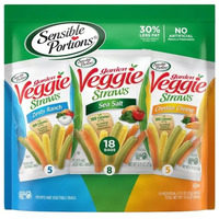 Sensible Portions Veggie Straws Multi-Pack, Sea Salt, Zesty Ranch, And Cheddar Cheese Flavor, Gluten-Free Chips, Individual Snacks, 0.75 Ounce Bag, 18-Pack