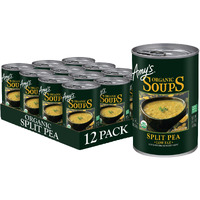 Amy's Soup, Vegan Split Pea Soup, Gluten Free, Made With Organic Split Peas And Vegetables, Canned Soups, 14.1 Oz (12 Pack)