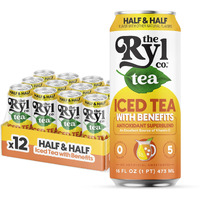 Ryl Iced Tea, Half & Half, Antioxidant Superblend, Zero Sugar, Low Carb, Low Calorie Iced Tea, 16.0 Fl Oz (12-Pack)
