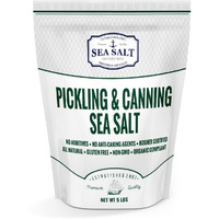 Pickling & Canning Sea Salt - Fine Grain Salt For Home Curing - Non-Iodized, Gluten Free, No Additives, No Bleaching - Kosher Canning Kit Essential For Homemade Brine - (5Lb Pouch)