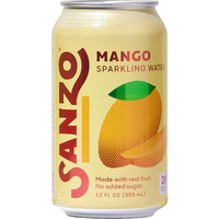 Sanzo Flavored Sparkling Water - Mango (Alphonso), 12-Pack - Carbonated Drink Made With Real Fruit & Sugar-Free - Non-Gmo, Gluten-Free & Vegan - 12 Fl Oz Cans - Radiant Orange, Sweeter & Less Fibrous