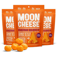 Moon Cheese Cheddar Believe It, 2 Ounce, 3-Pack, Crunchy, Protein-Rich Cheese Snack, Keto Friendly, 100% Real Cheese