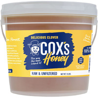 Cox's Honey - Bulk Honey Raw Unfiltered, 12 Lbs | 100% Pure Clover Delicious Honey - Product Of The Usa