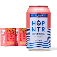 Hop Wtr Sparkling Hop Water, Ruby Red Grapefruit 12 Pack, Sugar Free, Low Carb Non Alcoholic Drinks, Na Beer, Adaptogen Drink, No Calories, Adaptogens & Nootropics For Added Benefits, 12 Oz Cans