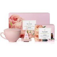 Tea Forte Jardin Gift Set With Pink Cafe Cup, Tea Tray And 10 Handcrafted Pyramid Tea Infuser Bags