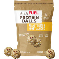 Simplyfuel Whole Food Protein Balls With Probiotics - Peanut Butter Honey Almond Protein Snacks - 8G Protein Snack - Gluten Free Energy Balls (1 Pack Of 12 Balls)
