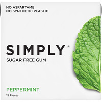 Simply Gum | Sugar Free Xylitol Chewing Gum | Peppermint | Pack Of Six (90 Pieces Total) | Synthetic Free + Sugar Free + Aspartame Free