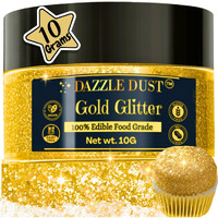 Bulk- 10G - Gold Edible Glitter For Drinks, Gold Sprinkles For Cake Decorating, Cocktails, Gold Luster Dust Edible Glitter For Cakes, Edible Cake Decorations 100% Food Safe, Vegan, Gluten Free.