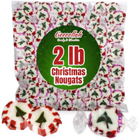 Peppermint Christmas Nougats Bulk Pack 2Lb - Delicious Holiday Christmas Candy Individually Wrapped Peppermint Flavor Sweets For A Festive And Indulging Treat - Jelly Xmas Candy Nougat