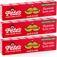 Pete's Pasta 3 Pack Fettuccine Noodles Pasta 8Oz - 7G Low Carb Pasta - 17G High Protein Pasta, Authentic Italian Keto Pasta Noodles, Healthy Low Calorie Fettuccine Pasta, Wheat Pasta Imported From Italy