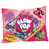 Charms Blow Pops 4 Flavor Assortment, Includes Blue Razzbery, Black Cherry, What A Melon, And Extreme Lemonade Assortment, 80 Count Bag