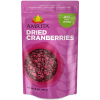 Amrita Dried Cranberries 1 Lb | Sweetened With Apple Juice, Unsulfured, Gluten Free, Non-Gmo, No Preservatives | Packed Fresh In Resealable Bags | Fruit Snacks, Salads, Baking