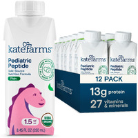 Kate Farms Organic Pediatric Peptide 1.5 Formula, Plain, Sole-Source Hydrolyzed Plant-Based Nutrition For Oral Or Tube Feeding, 8.45 Oz (12 Pack)