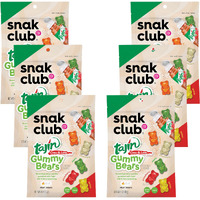 Snak Club Tajin Gummy Bears, Assorted Fruit Candy Gummies With Chili And Lime Seasoning, Mild, Gluten-Free And Vegan Snacks, 4 Oz Resealable Bags, 6 Pack
