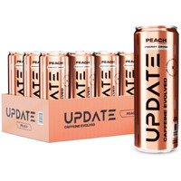 Drink Update Energy Drink With Paraxanthine - Jitter Free, Crash Free, No Overstimulation, No Withdrawal - Caffeine And Sugar Free (Peach, 12 Pack)
