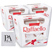 Ferrero Rocher Raffaello, Bulk 3 Pack, 45 Count Total, Individually Wrapped, Premium Gourmet White Almond, Cream And Coconut, Gift Box, 5.3 Oz Each (Purpalia Packaging) (3)