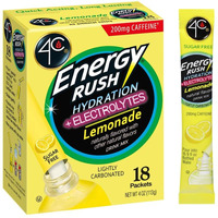 4C Energy Rush Psd With Electrolytes 18Ct Lemonade, Single Serve Water Flavoring Packets, On The Go Bundle