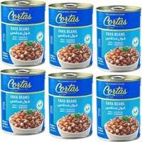 Cortas - Fava Beans 14Oz (6 Pack), Rte Cooked Foul Medammas (Original, Plain)