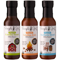 Simple Girl Organic Bbq Sauce - Carolina, Country Sweet, Southern Blend - Organic, Gluten Free, Vegan, Paleo, Keto, Diet Friendly - 12Oz 3 Pack