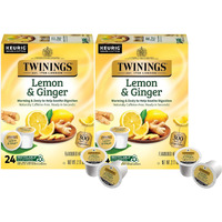 Twinings Tea Lemon Ginger Herbal Tea K Cups, Natural Flavor & Caffeine Free, Keurig Brewer Pods For Soothing Hot Tea Or Cold Brew Tea Beverages, 48 Keurig Pods Total