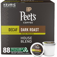 Peet's Coffee, Dark Roast Decaffeinated Coffee K-Cup Pods For Keurig Brewers - Decaf House Blend 88 Count (4 Boxes Of 22 K-Cup Pods)