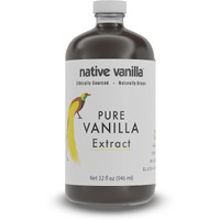 32 Oz Pure Vanilla Extract - 100% Real Vanilla Extract - For Cooking, Drinks & Desserts - 100% Vegan, Sugar Free & Kosher - Non-Gmo & Gluten-Free - Native Vanilla